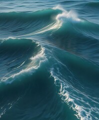 Waves create soft, easy ripples in the blue ocean water, wave movement, blue ocean, aquatic