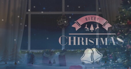 Image of christmas greetings text over christmas decorations © vectorfusionart