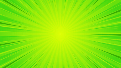 Obraz premium Bright green comic sunburst abstract background. Pop art comic-style vector background. Suitable for templates, sales banners, events, ads, web, and pages