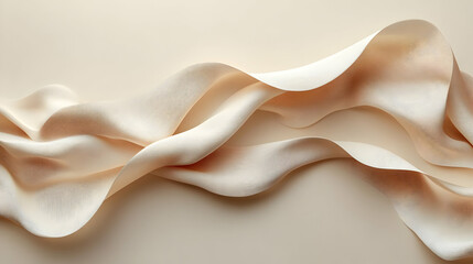 Abstract Beige Fabric Waves 3D Illustration