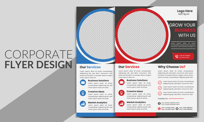 Modern design template for infographics, premium colorful business flyer template design set, abstract business flyer, vector template design or red & blue business poster template