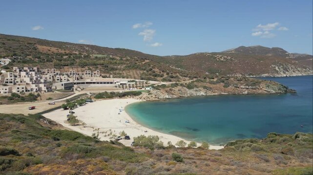 At Cheromylos Beach in Agioi Apostoloi, Evia, construction is underway for a new hotel, adding modern accommodations to the serene coastal area