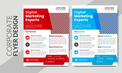 modern design template for infographics, premium colorful business flyer template design set, abstract business flyer, vector template design or red & blue business poster template