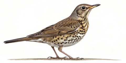 Fototapeta premium Isolated Thrush Bird in Full-Body View