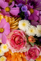 Fresh garden blooms arranged in a vibrant bouquet