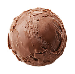 Chocolate ice cream ball isolated against a white background