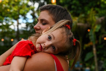 Loving moment between mother and daughter