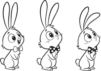 Three cartoon bunnies