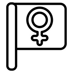 Women day flag Line Icon