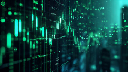 K-line chart financial stock market data background image flowing on the screen