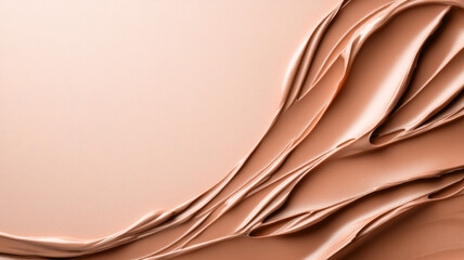 Obraz premium Smooth, creamy cosmetic foundation in neutral beige color, artfully spread waves