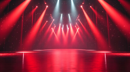 Red Stage Lighting 3D Illustration