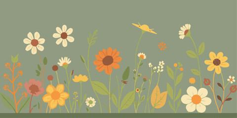 Set of flower elements. collection with flowers, leaves, herbs and berries. clip art Vector illustration design isolated flower, vintage, summer, clip art, flat, vector, leaf, floral, element, 