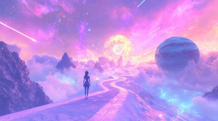 Obraz premium Cosmic Dreamer on Interstellar Road