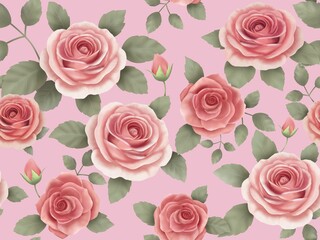 バラのシームレスパターン（ニュアンスカラー）　A-2