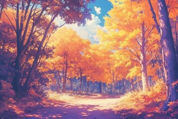 Enchanting forest scenes adorned with autumn colors 