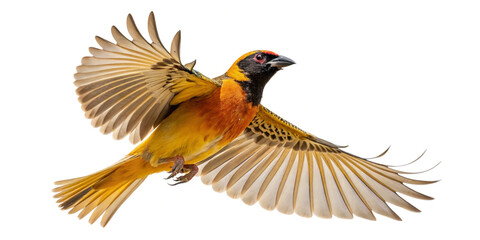 A Stunning Full-Body Isolated Image of a Weaverbird in Flight