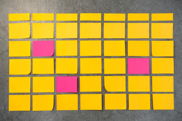 Blank note paper on wall. Noticeboard to organize life and work concept. Note calendar