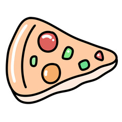 Cute Cartoon Pizza Slice with Toppings