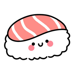 Cute Cartoon Sushi with Smiley Face