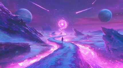 Obraz premium Mystical Voyager on Star Path