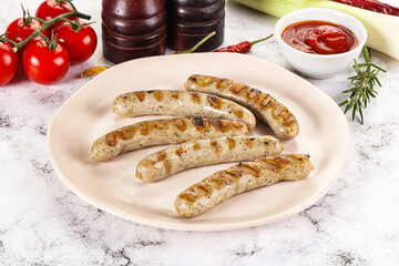 Grilled natural organick white sausages