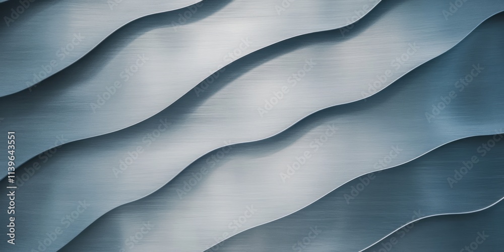 Poster brushed aluminum sheets display smooth waves and textures in an industrial design setting