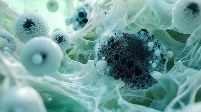 A cancer cell with a blue glow, Concept of cancer cell attacking body cell