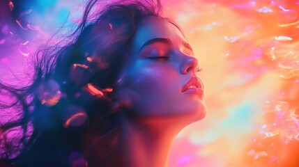 Ethereal Beauty: A Dreamlike Portrait in Vibrant Hues