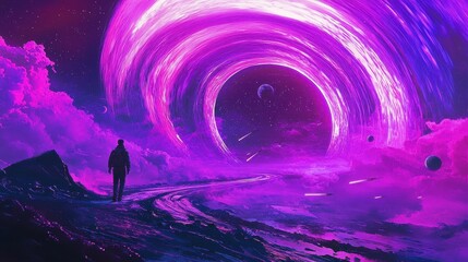 Obraz premium Cosmic Explorer on Nebular Road