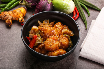 Chinese cuisine - prawn with chili sauce