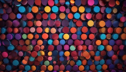 Colorful circles and squares filling the frame, bold colors, whimsical art