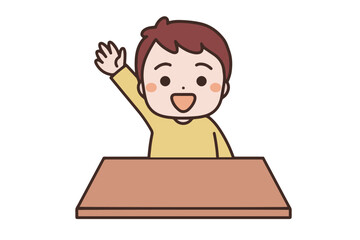 挙手する男の子