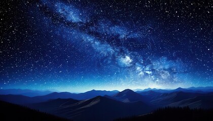Fototapeta premium Majestic Milky Way Galaxy over Serene Mountain Range at Night