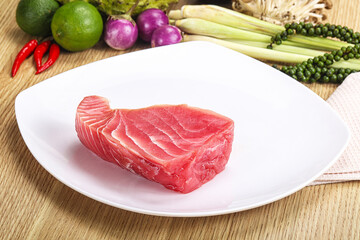 Raw fresh tuna steak for grill