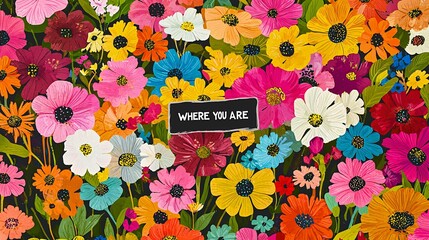 Vibrant floral poster featuring the "Bloom Where You Are" message, ideal for inspiring creativity and positivity in any environment.