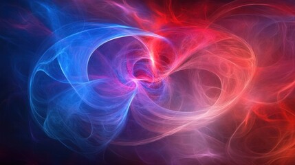 Obraz premium Dramatic and vivid smoke and fog in red, blue, and purple, swirling in an abstract dance, creating a striking and intense background effect.