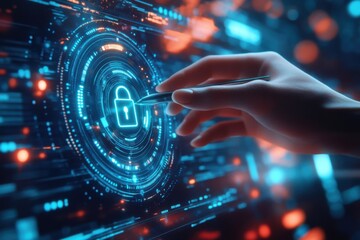 Securing digital data cybersecurity challenges virtual environment infographic technology concept