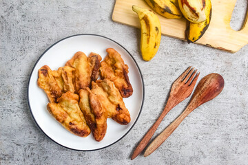 fried bananas in a plate as a snack