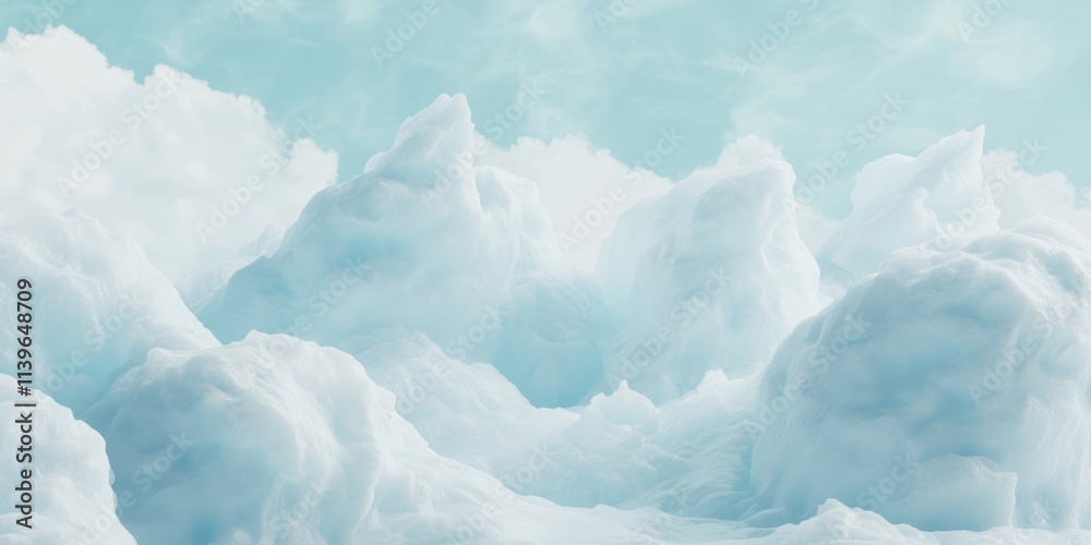 Poster Exploring the intricate textures of interstellar ice formations against a serene blue backdrop