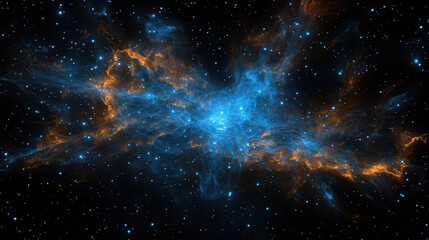 Cosmic Nebula A Celestial Tapestry of Blue and Orange Hues