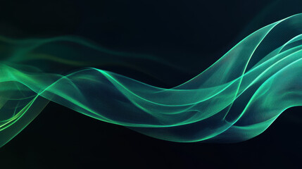 Abstract Green Flowing Wave Background Design for Technology or Science