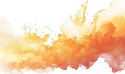 Abstract orange and yellow watercolor paint explosion, dynamic swirling design, perfect for backgrounds or textures.