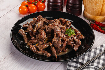 Stew beef slices with gravy