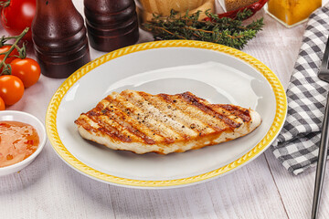 Grilled turkey fillet steak with sauce