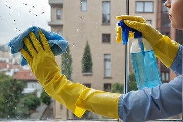 Sparkling Clean Window Pane A Gleaming View of the City After the Rain