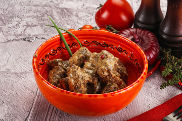 Beef liver with cream sauce