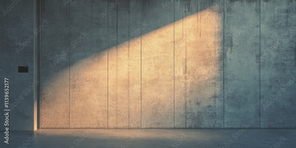 Poster textured rough concrete wall illuminated by soft light in an industrial setting