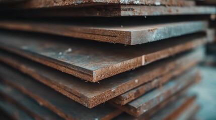 A stack of weathered wooden planks with visible grains and textures, showcasing rustic charm and natural beauty.