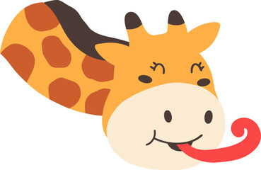 Little giraffe and festive.cartoon doodle.